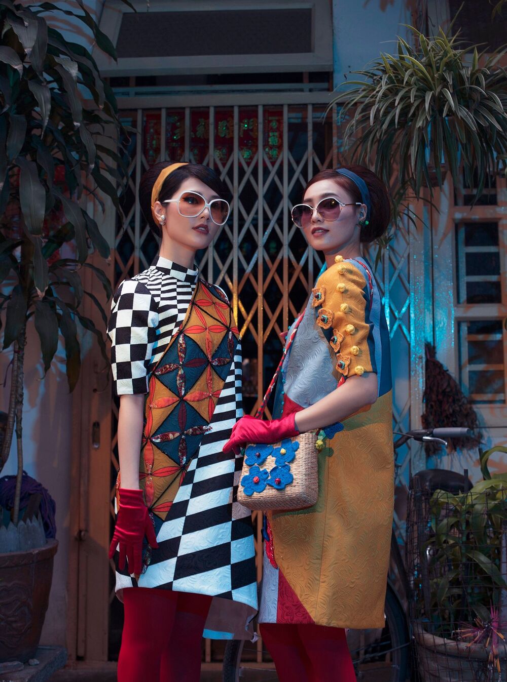 áo dài cô ba sài gòn hoạ tiết