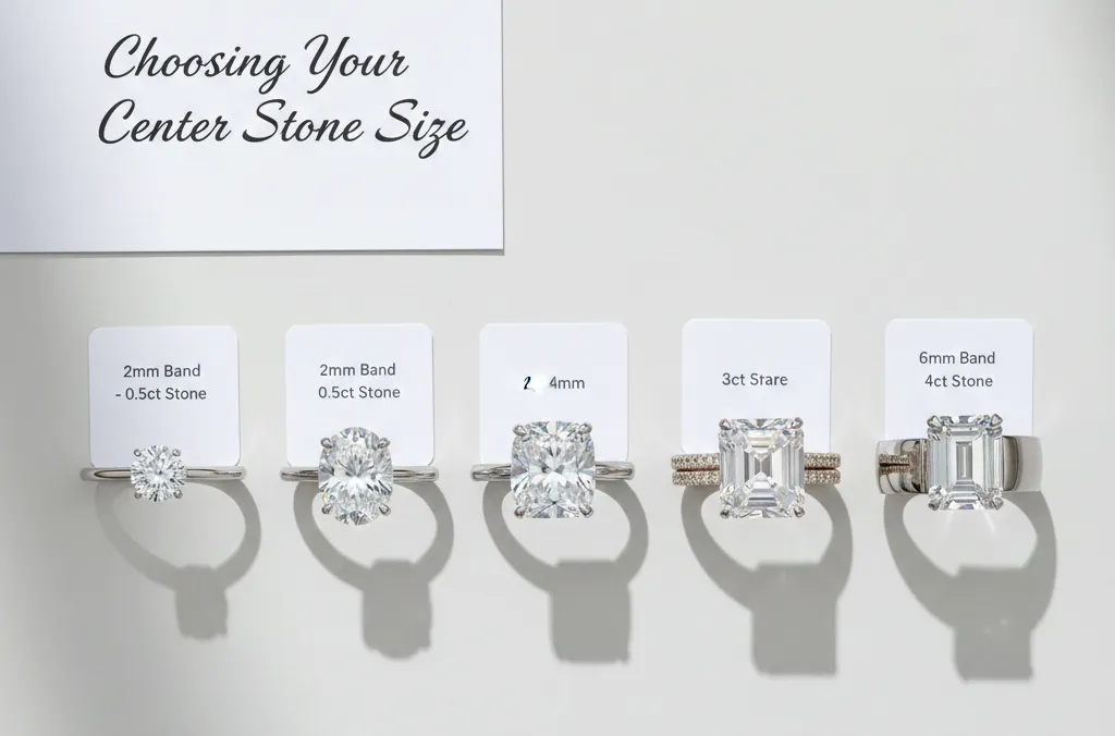 Cách chọn kích thước viên chủ phù hợp với bản nhẫn cưới