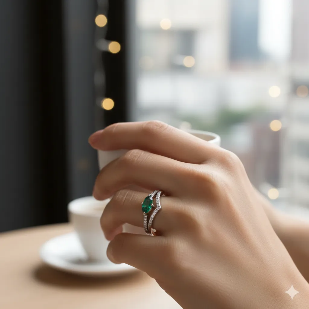 Nhẫn cưới Emerald: Sắc xanh kiêu sa và lời thề nguyện tái sinh